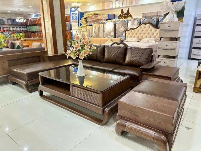 Bộ sofa góc gỗ xoan đào BG34