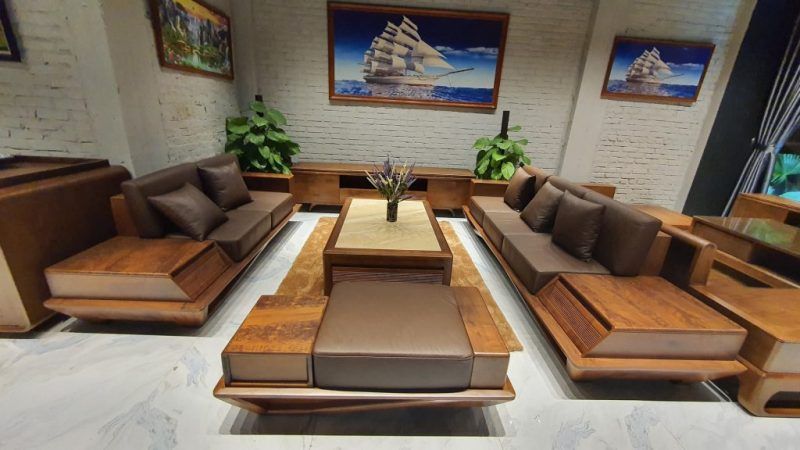 Bộ sofa gỗ sồi hiện đại cả đệm BG23