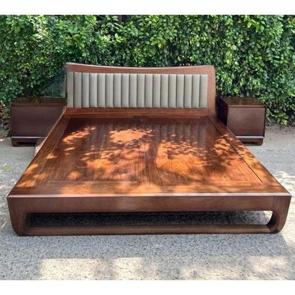 Giường gỗ xoan đào phun màu óc chó hiện đại 1m6 x 2m HNG55