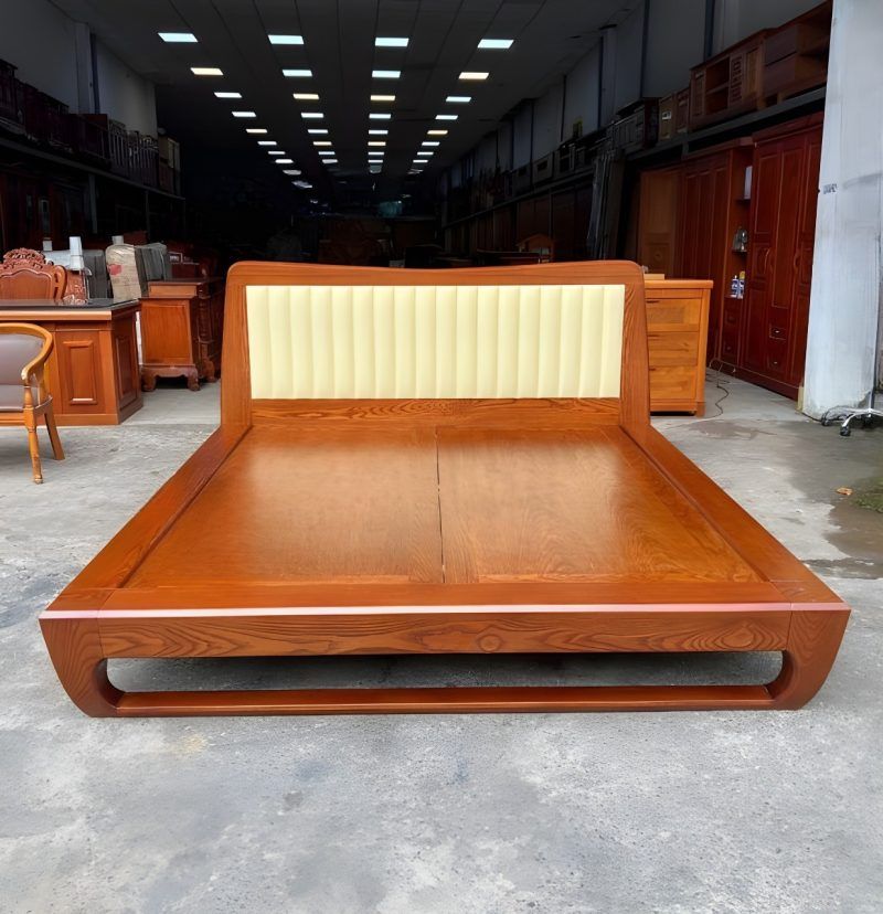 giường chân quỳ bọc đệm gỗ hương 1m6 x 2m HNG24