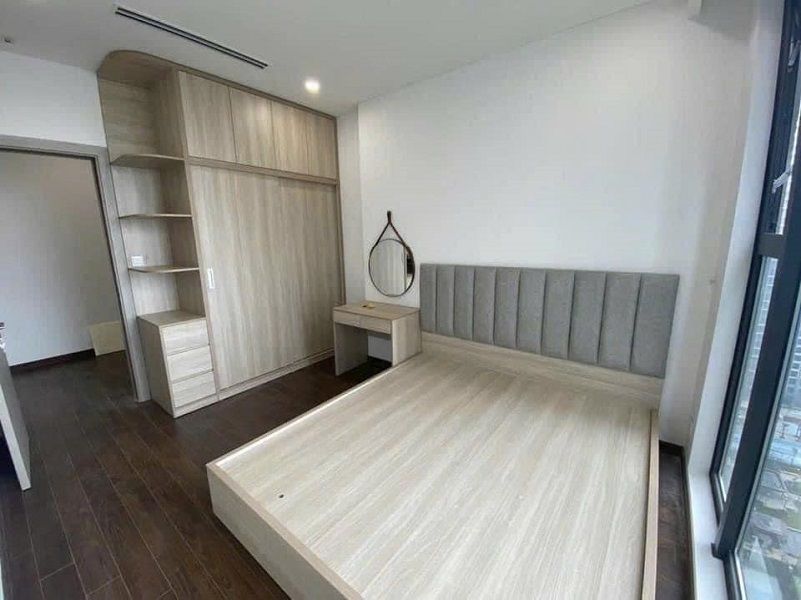 Giường tủ MDF màu ghi vàng HNB06