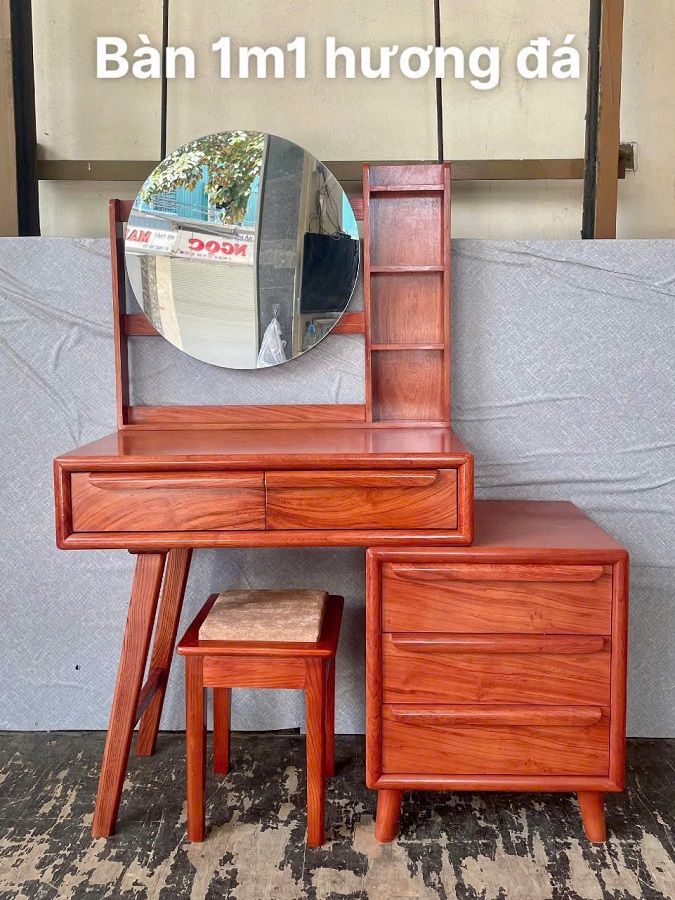 Bàn phấn hiện đại gương tròn HNBP47