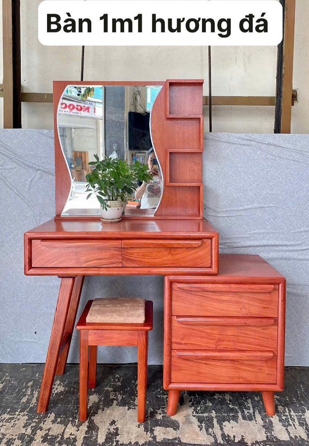 Bàn trang điểm gương vuông gỗ Xoan Đào HNBP36