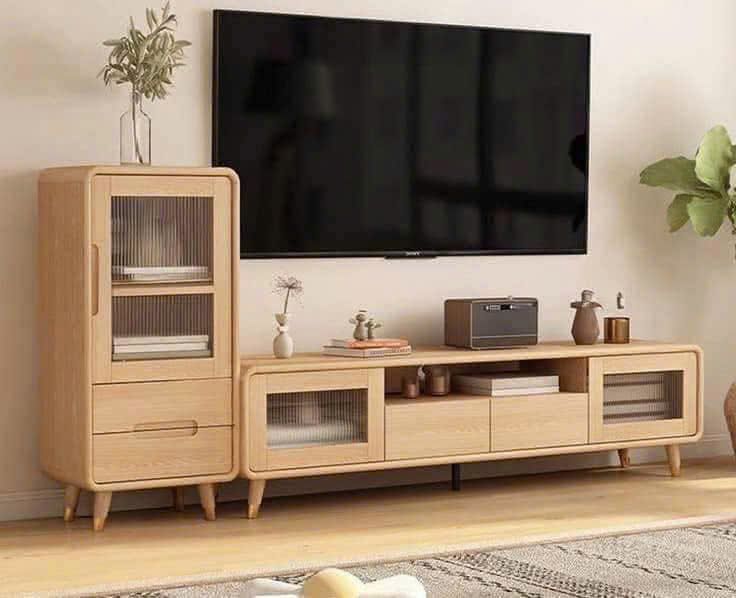Tủ sách kèm kệ tivi gỗ sồi nga HDC11