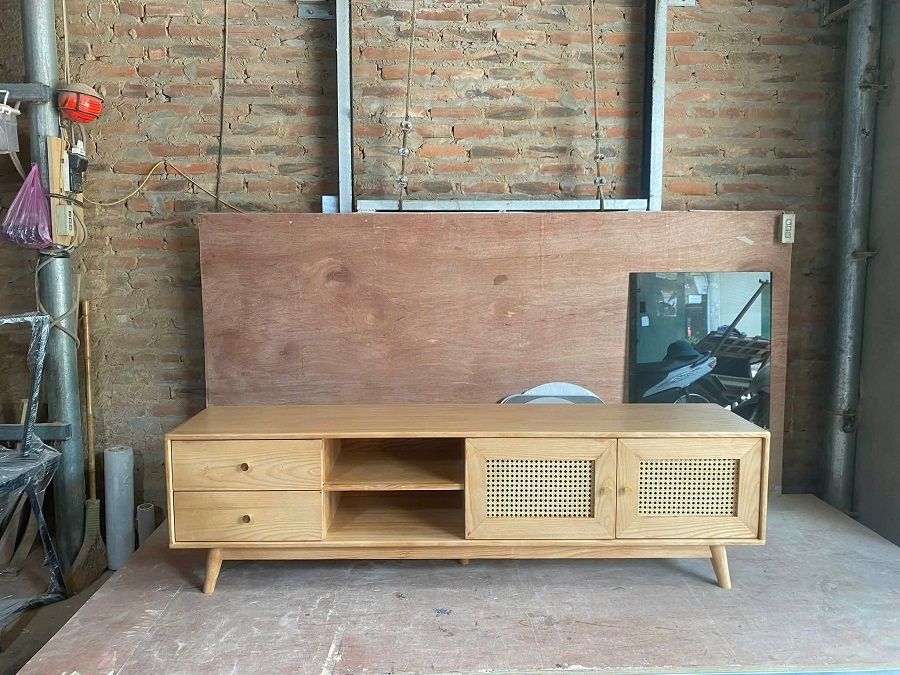Kệ gỗ sồi màu trần 2m2